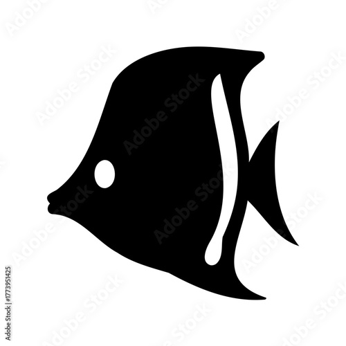 Black and white image of a silhouette of a tropical angelfish