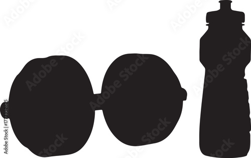 Silhouette of dumbbell and water bottle for gym workout equipment