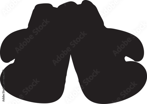 Silhouette of Christmas Mittens in Black and White Celebrating Holiday Season