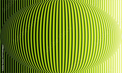 Abstract spherical illusion with vertical stripes and gradient lighting