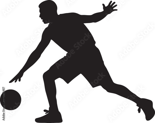 Basketball player dribbling ball silhouette vector illustration action dynamic pose