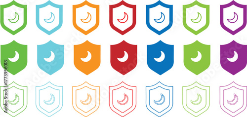 Moon icon isolated, Minimal and modern vector illustration representing night, light and dark, or weather and time concepts. Perfect for apps, websites and climate design projects.