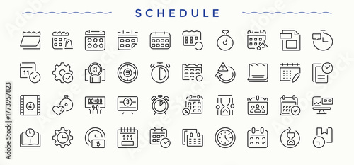 Schedule icon. Line symbol and sign. Editable vector. Pixel perfect. Date And Time icon set. Contains such symbols as timer, watch, alarm, stopwatch, time, countdown and more.