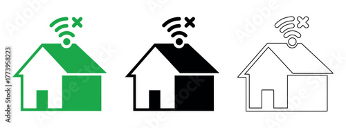 No internet smart home vector icon with offline connection and WiFi error