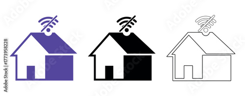 No WiFi smart home icon showing offline network and disconnected signal