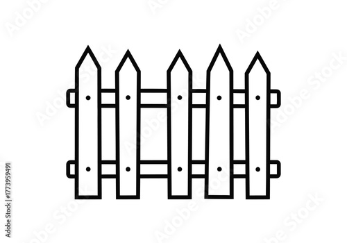 Simple white picket fence icon for garden boundary and countryside scenes vector