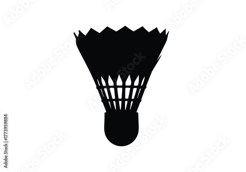 Black silhouette badminton shuttlecock icon for sports and recreation design vector