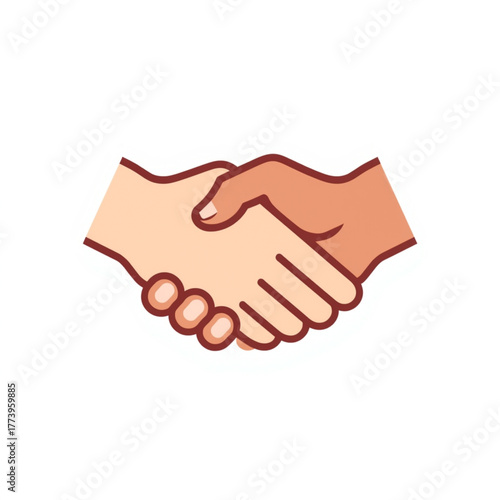 Handshake of Unity Between Two Diverse Hands in Clean Vector Style