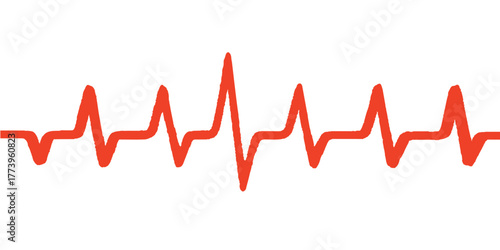Red ECG cardiogram heartbeat graph line on a medical monitor illustrating a healthy pulse wave