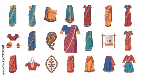 Traditional Indian Sari and Blouse Collection.