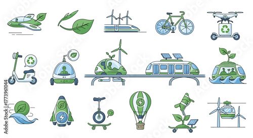 Sustainable transportation and eco friendly vehicles for a green future.