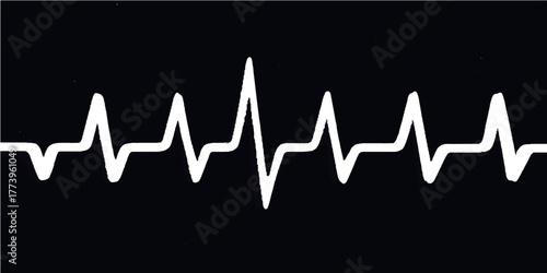 Abstract vector illustration of a sound wave and heartbeat pulse, depicting a medical ECG cardiogram graph for health technology backgrounds