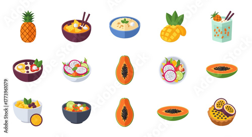 Tropical Fruits and Desserts Collection.