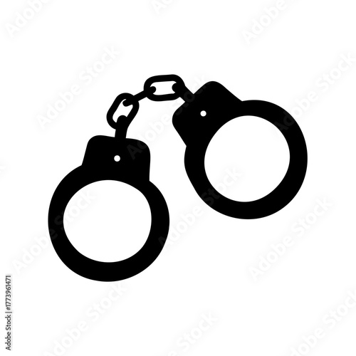 Black silhouette image of handcuffs, symbol of arrest and criminal justice