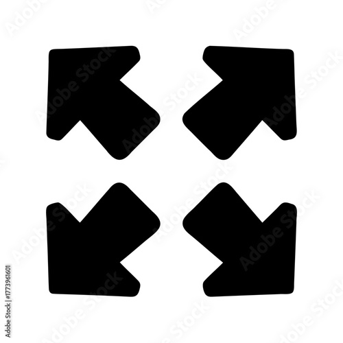 Four black arrows pointing outwards from the center on white background