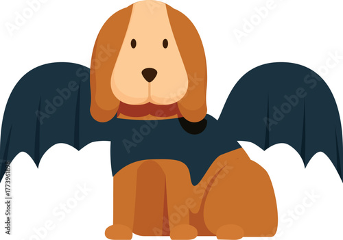 Adorable brown dog wearing a bat costume, perfect for halloween celebrations and pet themed projects