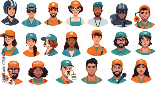 Urban Gig Economy People Pack — Delivery Riders, Freelancers & On-Demand Worker Avatars