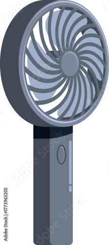 Handheld electric fan blowing cool air, perfect for staying comfortable on the go