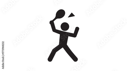 Badminton player icon simple black silhouette vector illustration isolated on white background
