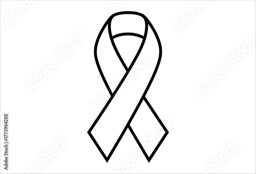 Vector of black and white awareness ribbon line drawing