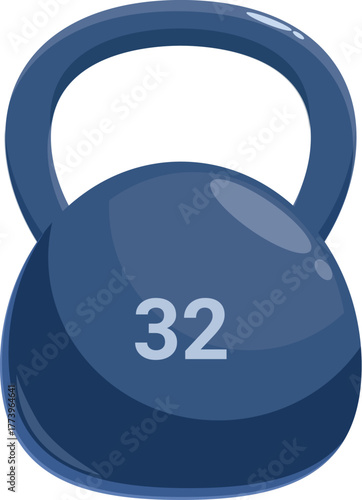 Kettlebell weighing 32 kilograms representing strength training, fitness, and weightlifting
