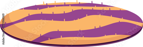 Delicious round cookie with purple stripes is freshly baked and ready to enjoy