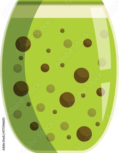 Green bubble tea with tapioca pearls in a glass cup represents a popular taiwanese drink