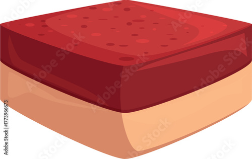 Square piece of lard representing fat layer for cooking, isolated on white background