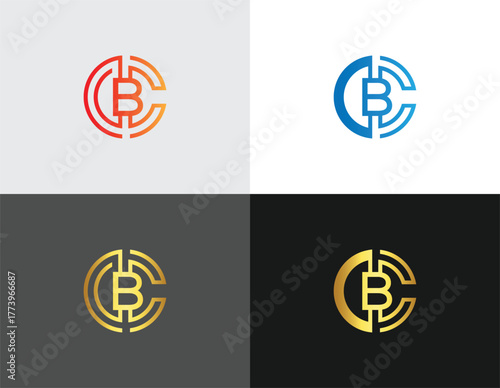 Letter BC or CB logo design concept modern vector template.