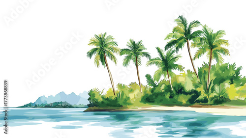 Lake Maracaibo. Lake Maracaibo hand drawn watercolor illustration