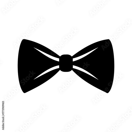 Minimalist black bow tie on white background representing formal wear