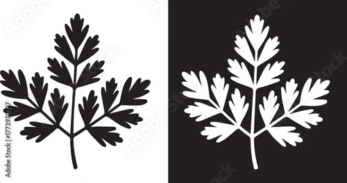 leaf stencil mirrored contrast positive negative space coriander leaf
