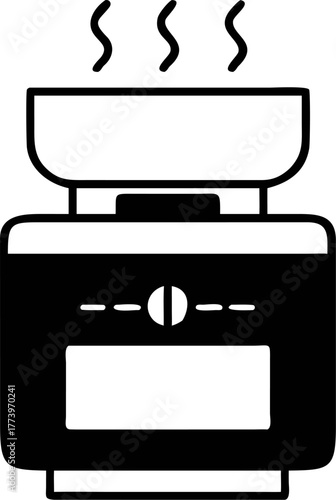 A sleek, modern electric stove with a steaming pot on top, representing culinary arts and home cooking convenience