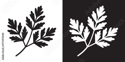 leaf graphic dual tone positive negative space botanical emblem