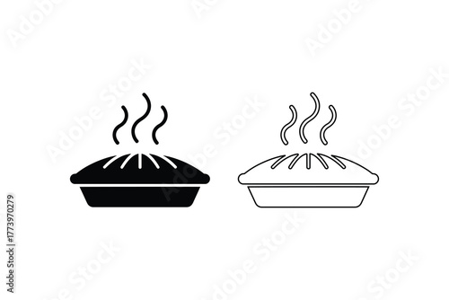 Delicious pie with steam vector illustration