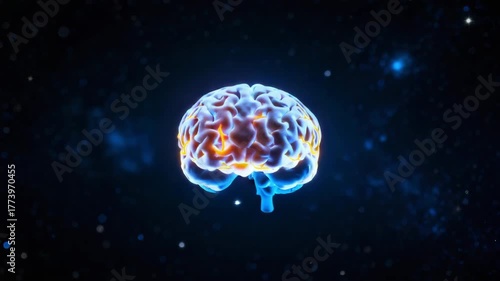 Illuminated brain against a cosmic background representing intelligence and consciousness