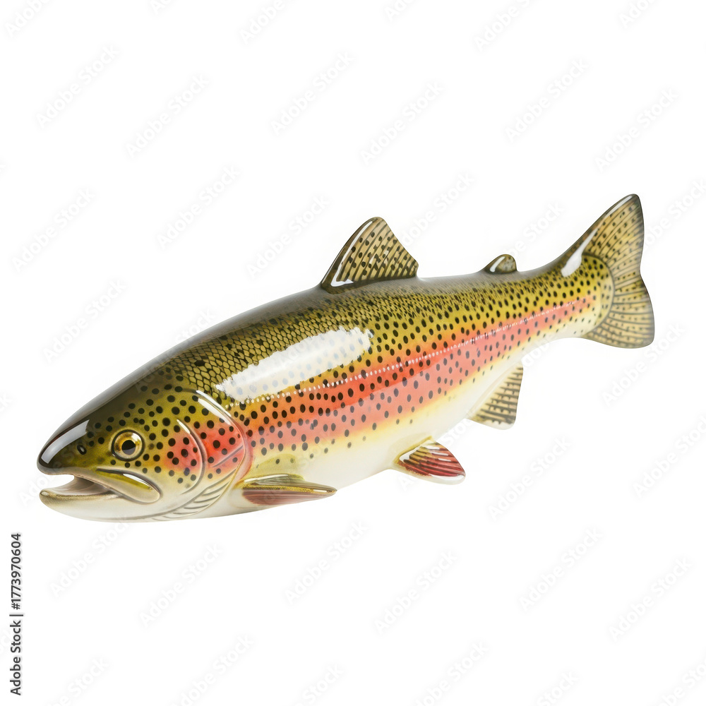 Naklejka premium Rainbow trout figurine isolated on transparent background is a beautiful piece