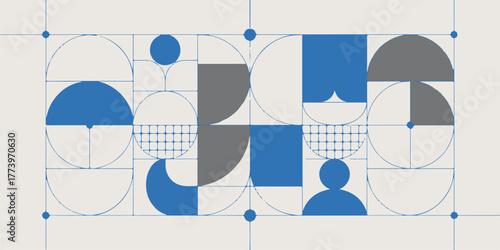 geometry circle diagram grid with segmented sectors and construction lines