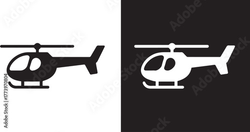 helicopter icon black and white contrast vector silhouette dual layout