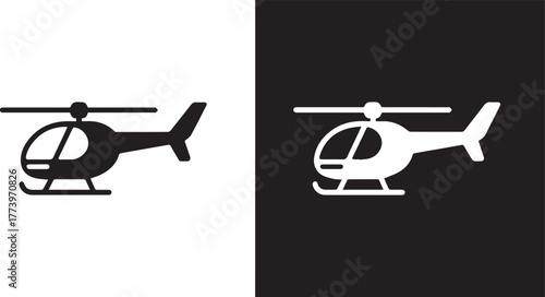 helicopter icon minimal two-tone vector rotor tail skid cockpit graphic