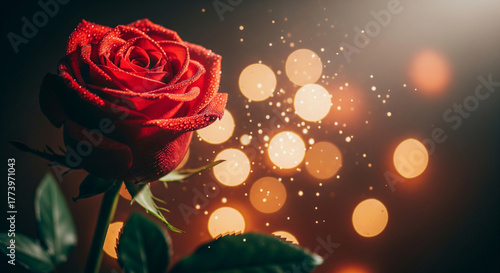 abstract background with red rose