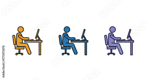 Diverse individuals focused on computers at desks symbolizing remote work productivity and modern office environments for digital tasks