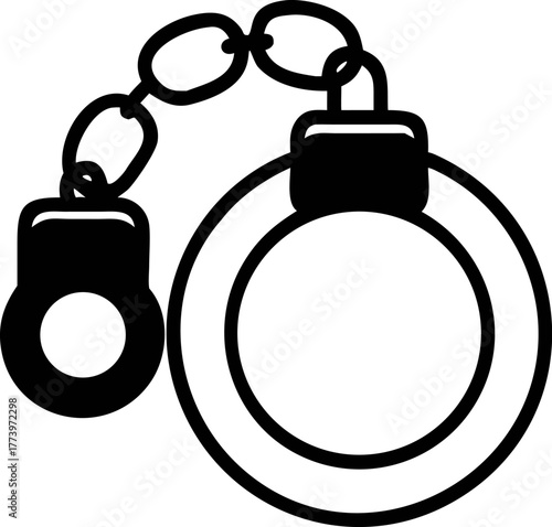 Vector Icon Handcuffs Silhouette Illustration of Law Enforcement Restraints for Security and Justice Depicted in Black