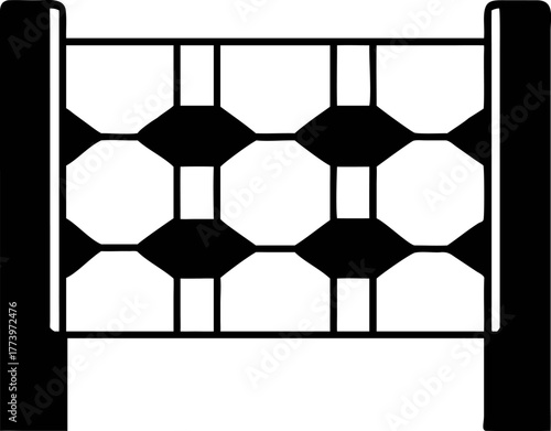 A simple fence graphic symbolizing a property boundary line. A safety barrier icon for a security warning and attention alert