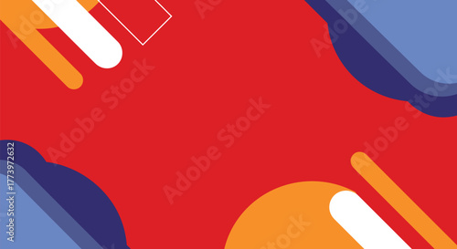 Modern Dynamic Abstract Background with Fluid Geometric Shapes. Red, blue, orange vector template for banners, presentations, or web design.