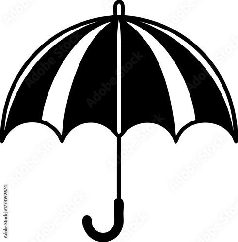 Black and white umbrella vector illustration, perfect for weather, protection, rainy days, spring, summer, and outdoor activity designs
