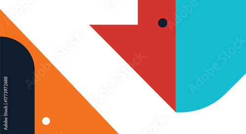 Abstract Geometric Composition Background with Bright Colors and Flat Shapes