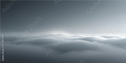 Dark clouds reflect the beautiful blue sky and sunlight over the ocean horizon at sunset