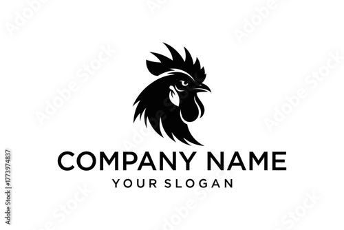 Wallpaper Mural Black Rooster Head Logo Vector Design - Fierce Poultry Mascot for Branding Torontodigital.ca