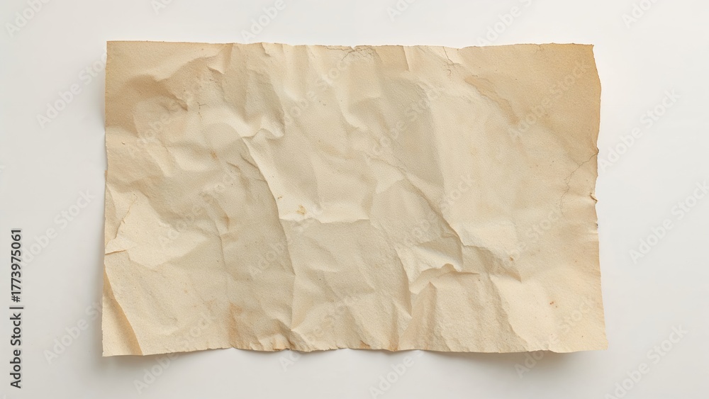 Obraz premium A crumpled piece of beige paper against a neutral background.